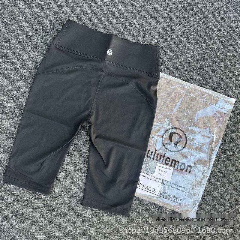 In-Stock Lulu Breathable Elastic Cycling & Fitness Shorts with Butt-Lifting Design M [80-100] чёрный