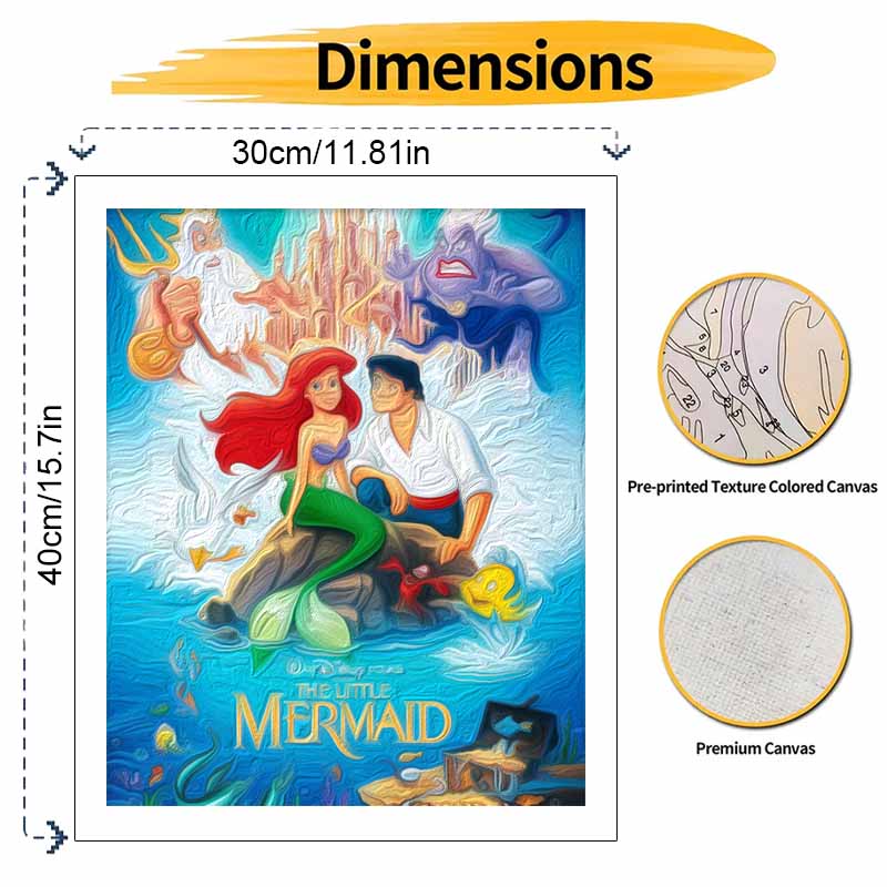 Disney oil painting handmade diy The Little Mermaid Ariel Eric gifts home decorations