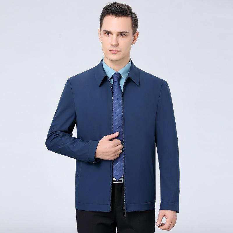 2024 Men's Versatile Lapel Jacket - Spring & Autumn Casual Outerwear for Middle-aged and Elderly
