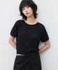 SUARE WOMEN Cotton Slub Crop Half Knit Black