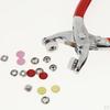 100Pcs DIY 9.5mm Prong Ring Snap Fasteners Press Studs Popper With Plier Tools for Leather, Coat,