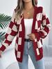 2025 Autumn/Winter New European & American Plaid Knit Oversized Women's Cardigan Sweater