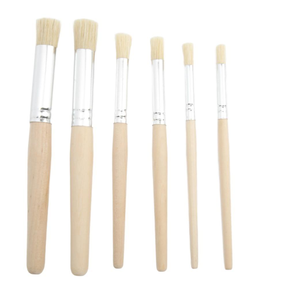 

6PCS Round Shaped Round Head Brushes Stiff Hair Oil Painting Brushes Paint Brush Set Oil Painting Stencil Brush
