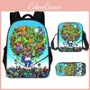 Plants Zombies Vs Kids School Backpack Threepiece Gift Set For Students Young