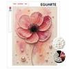 Unique 5D Framed Pearl Painting Kit with Pink Flower Pattern Sparkling Bead Art Canvas DIY Handmade Craft for Elegant Living Room Decor