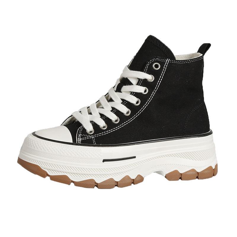 Frühling neue leinwand schuhe weibliche studenten high-top plattform weiße schuhe erhöhung casual bord schuhe vielseitig ins einzelnen schuhe