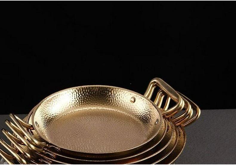 Stainless Steel Double Handle Flat-Bottomed Pan for Seafood, Fried Chicken, and Lobster