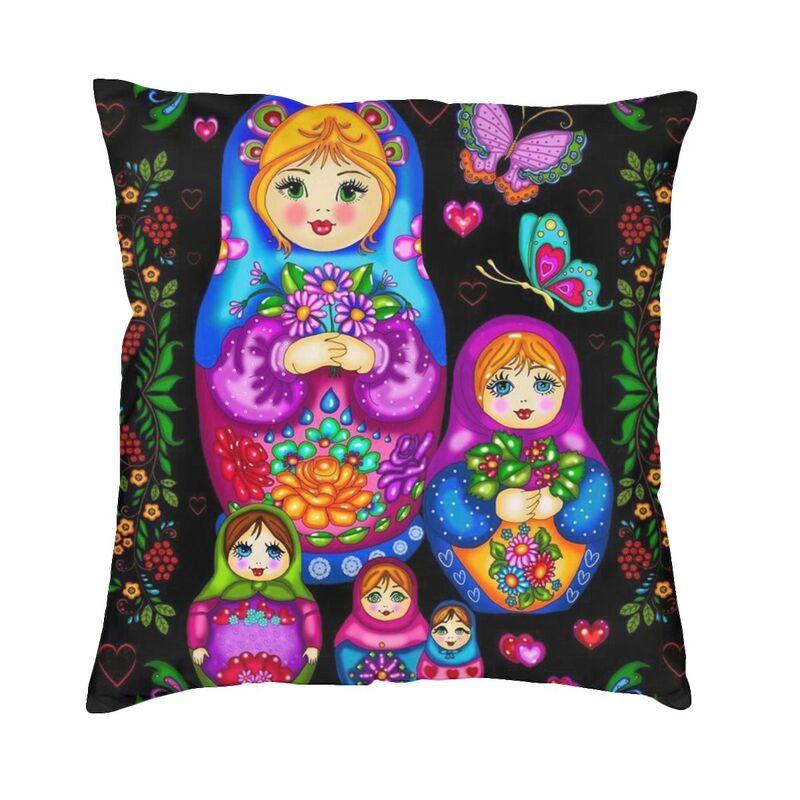 

Matryoshka Doll Russia Square Pillow Cover Home Decorative Russian Folk Art Cushion Cover Throw Pillow Car Doublesided Printing 30x30cm 12x12in