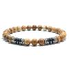 Fashion Mens Bracelet Natural Stone 6mm Lava Rock Tiger Eyes Beaded Braclet Leisure Accessories Gift For Him