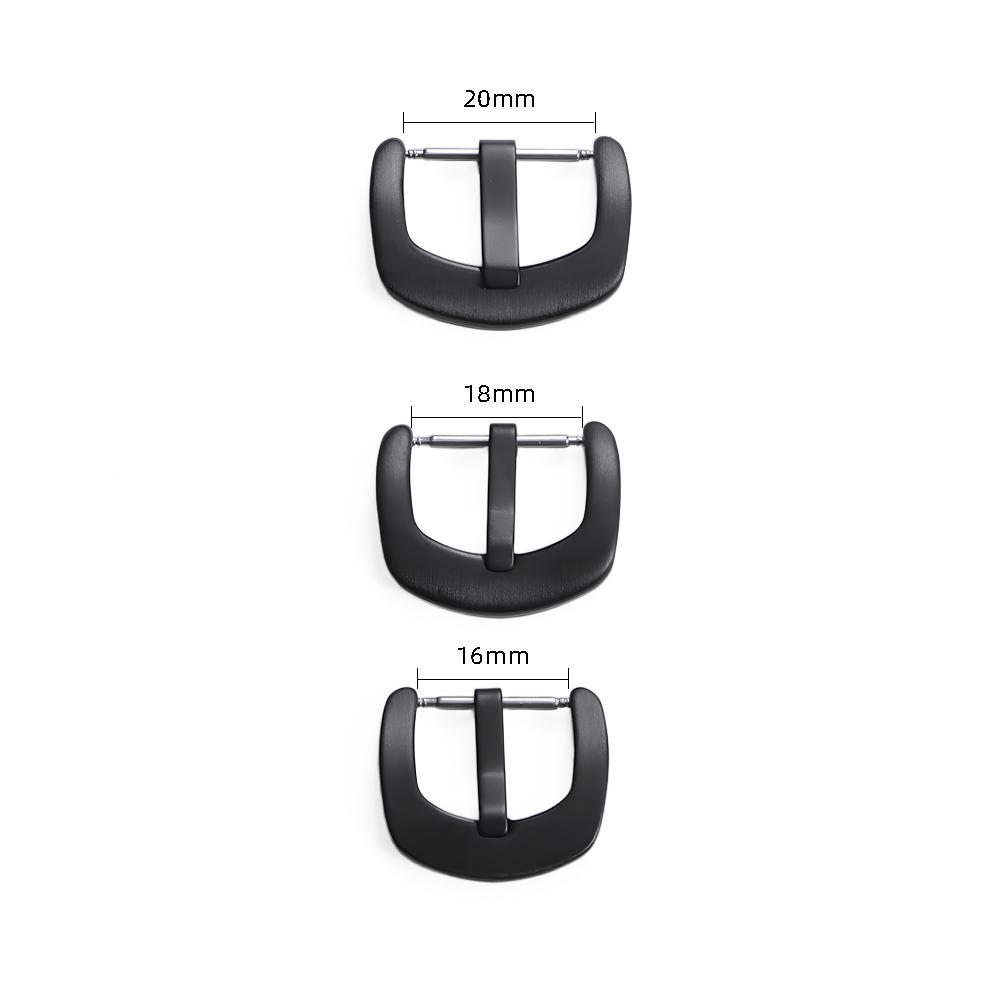 16mm 18mm 20mm Pin Buckle Metal Watchband Buckle Men Women Watchband Strap Black Stainless Steel Clasp Watch Buckle Accessory