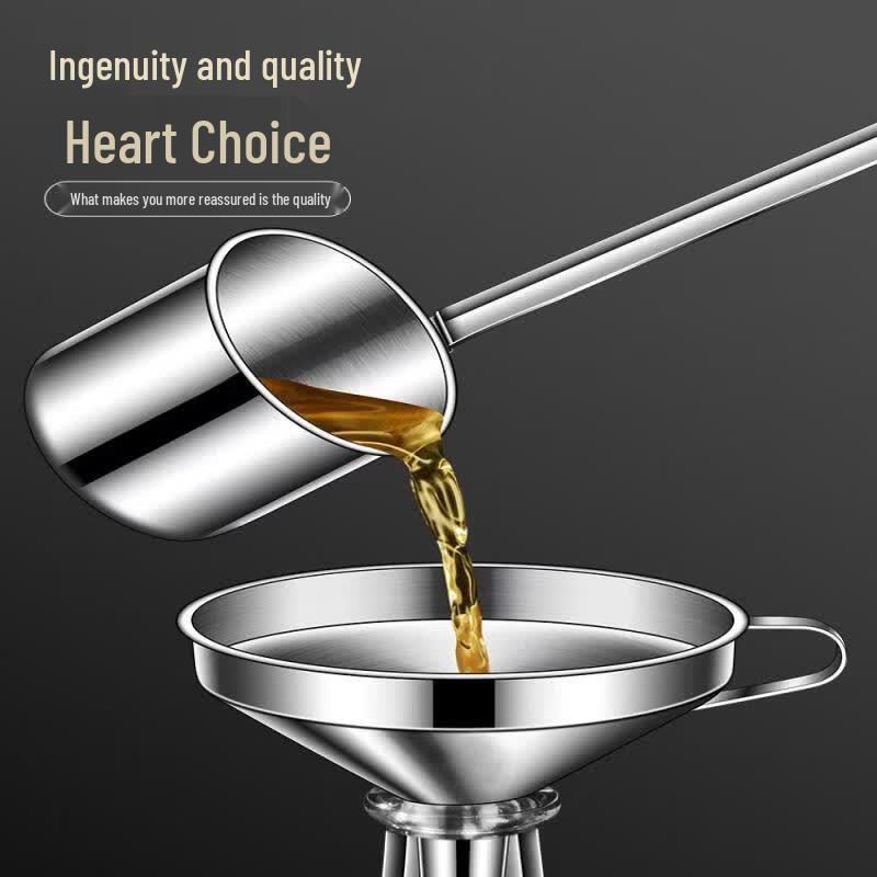 Stainless Steel Food-Grade Kitchen Funnel with Strainer