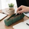 Genuine Cowhide Leather Pencil Case Retro Zipper Pencil Holder Storage Pouch  Stationery Storage