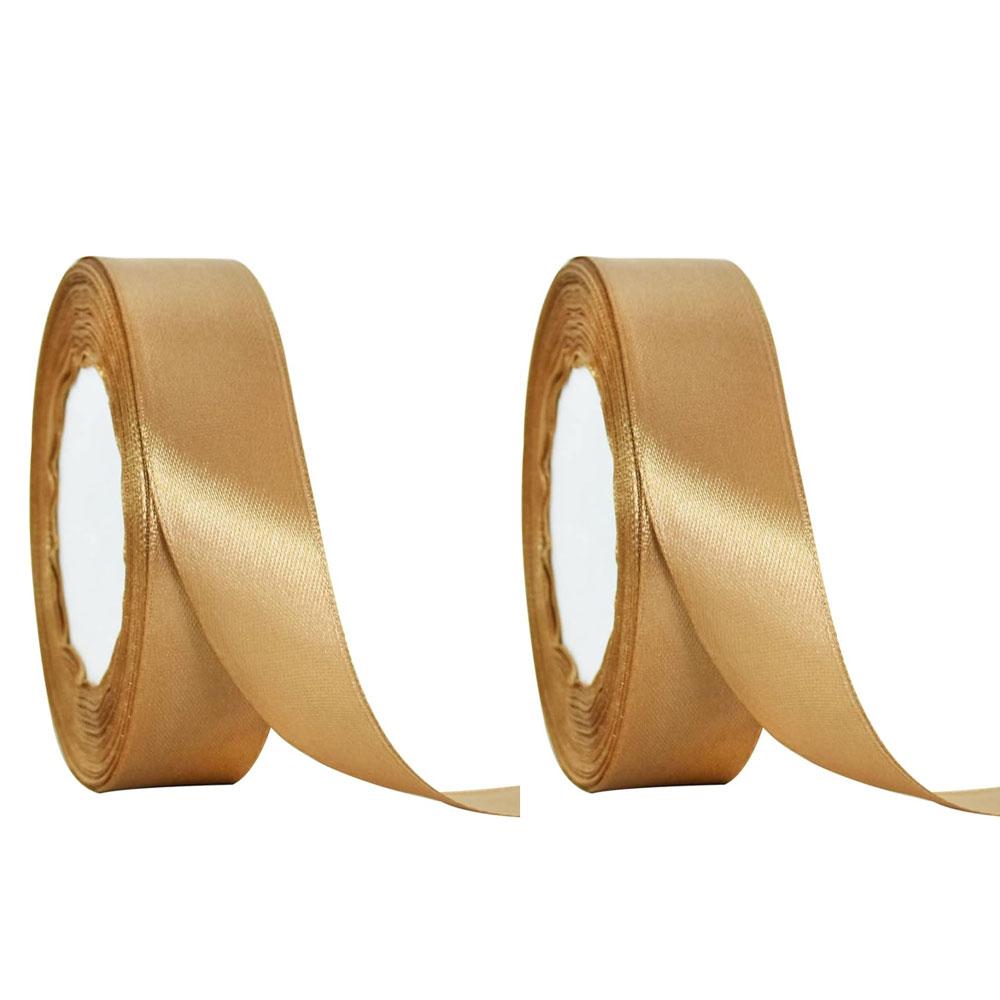 

Лента цвета шампанского золота, размер 25, шелковая лента, используется для упаковки подарков, поделок, букетов, упаковки подарков на День святого Валентина и Рождество. 2 roll