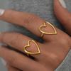 Gold Color Stainless Steel Heart Ring Women Metal Finger Hollow Ring Waterproof Zircon Girlfriend Gift Bijoux Femme Anillos