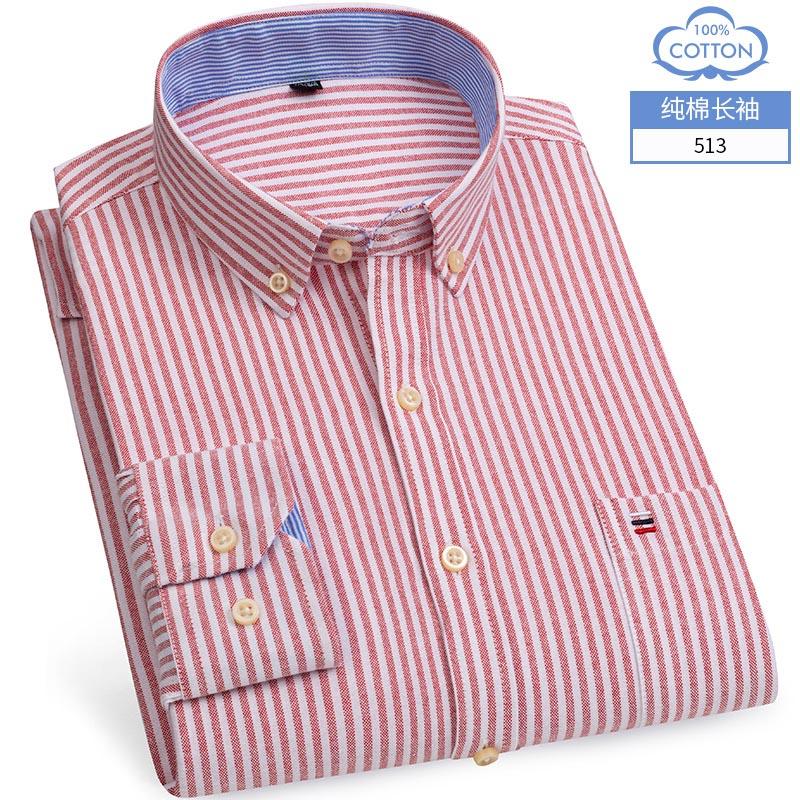 Casual Shirts For Men Cotton Oxford Plaid  Striped Long Sleeve 4 Season Soft Breathable Classic Elegant Business Smart Shirts