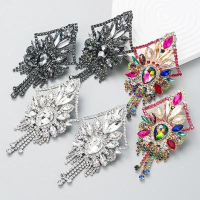 Women Simple Long Drop Earrings Titanium Steel Alloy Pendant Earrings Colorfull Crystal Tassels Geometric Ear Ornaments