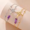 Lila Kristall Hexenknoten Anhänger Armband Damen Edelstahl Doppelschicht Perlenkette Amulett Hexerei Schmuck Geschenk