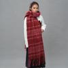 Plaid pattern with wool fringed scarf, high-end winter mohair warm scarf, men's and women's scarves