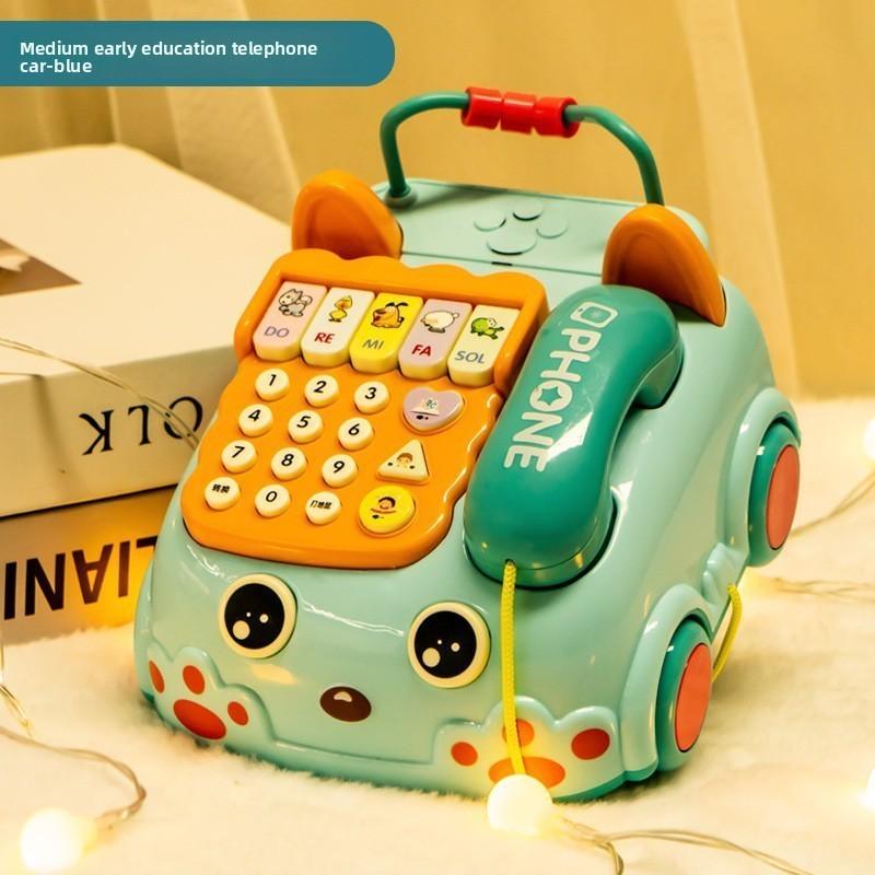 Baby Early Education Cartoon Bear Phone With Motorized Steering Wheel For Toddler Learning And Play