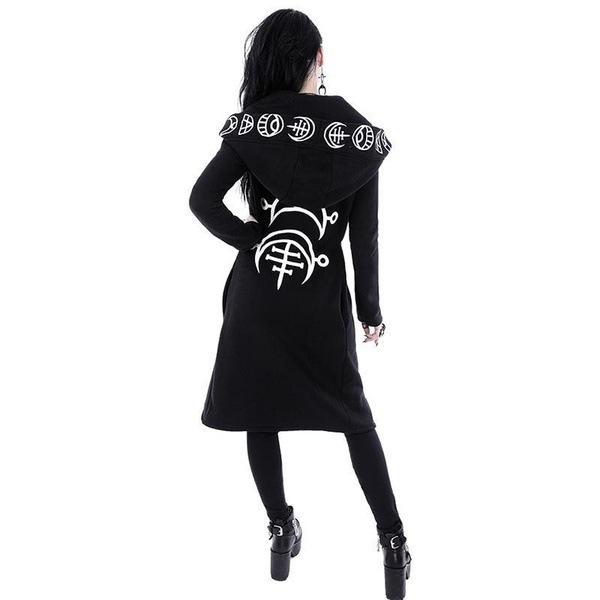 2024 Hot Selling Women's Punk Moon Print Long Sleeve Cardigan Hoodie