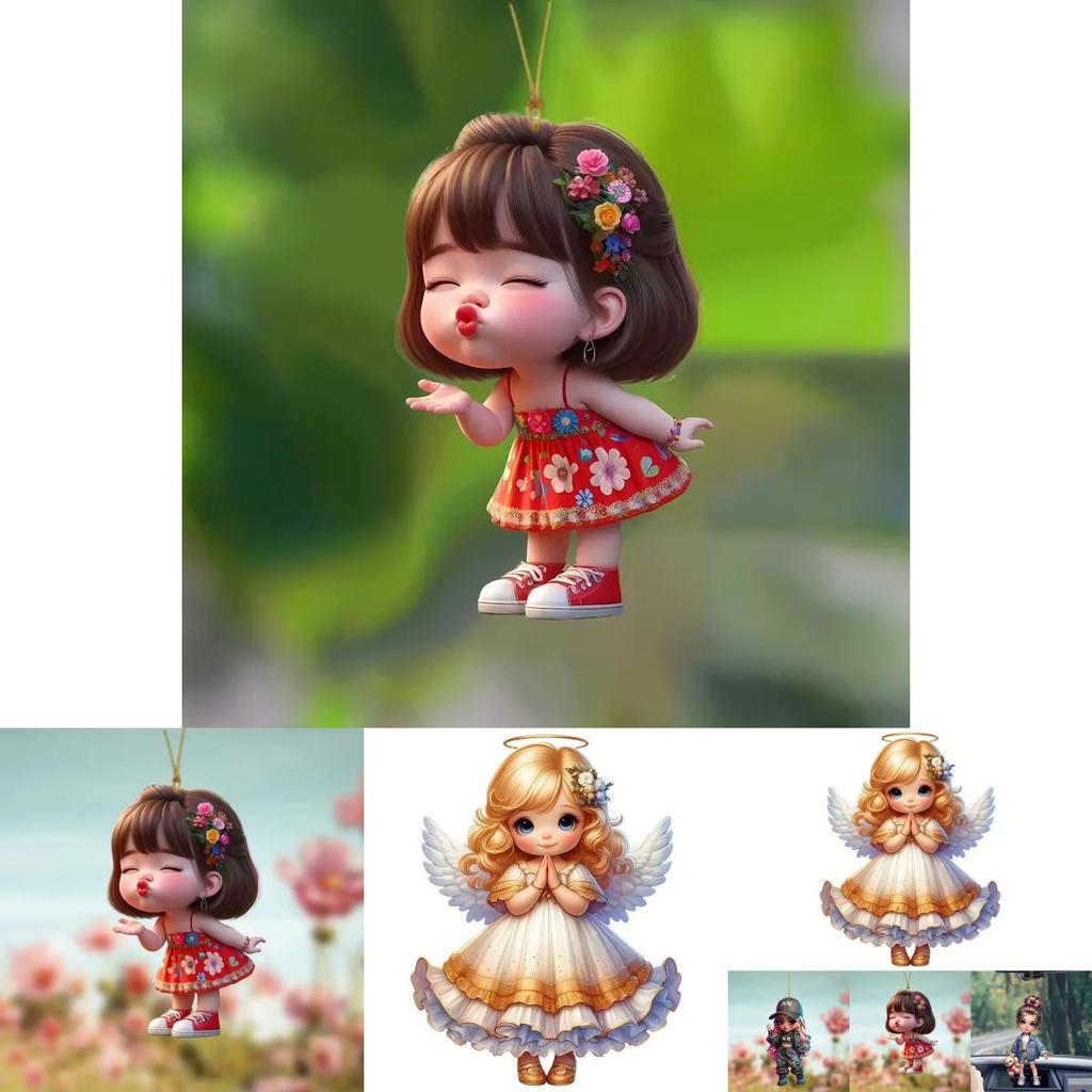 Car Mirror Hanging Acrylic Decorative Girl Series Cartoon Style For Vehicle Interior Decor