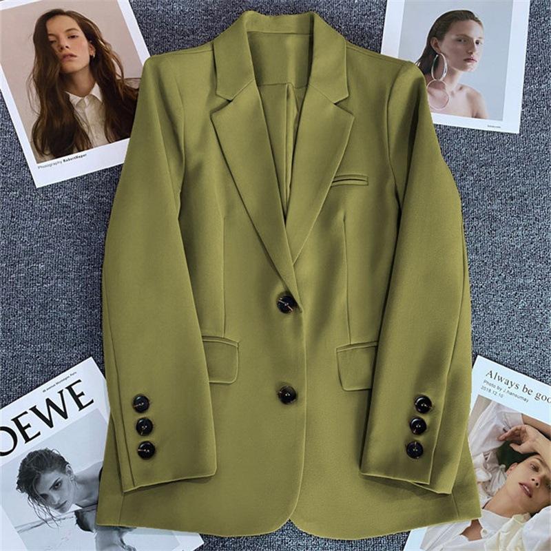 Autumn Winter Loose Casual Solid Color Suit Women Long Sleeve All-match Blazer Female Cardigan Coat Top