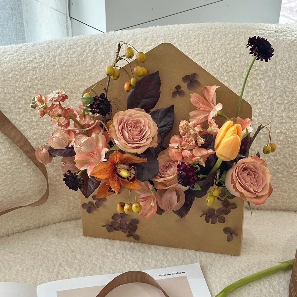 5pcs Elegant Handmade Flower Package Box DIY Gift Wrapping Flower Envelope Box Floral Arrangement Box Wedding