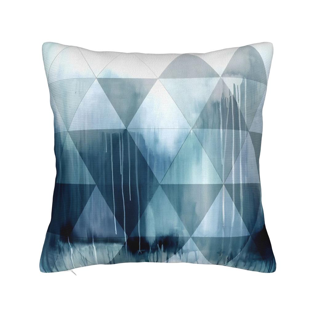 Geometric Shaped Blue Doodles Pillowcase Cushion Cover Geometric Ink Blue Throw Pillow Case Cover Home Zipper 40*40Cm
