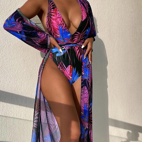 Women's Figure-Flattering Two-Piece Bikini Swimwear with Cover-Up