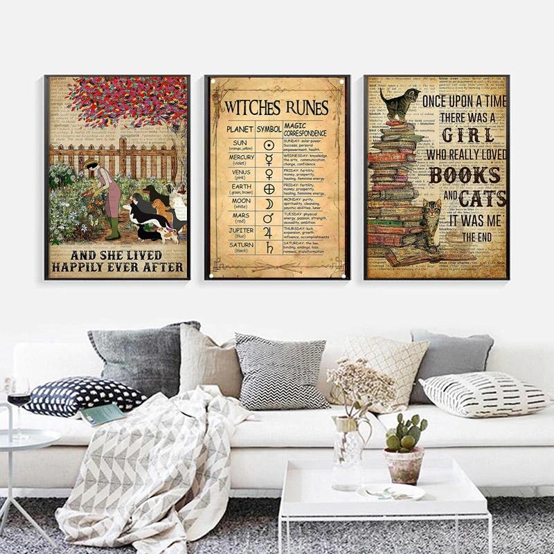 Plakat Wiedzy Magicznej Czarownic Vintage Prezent na Halloween Czarownictwo Obraz na Płótnie Sztuka Ścienna do Kuchni Dekoracja Domu do Dekoracji Pokoju