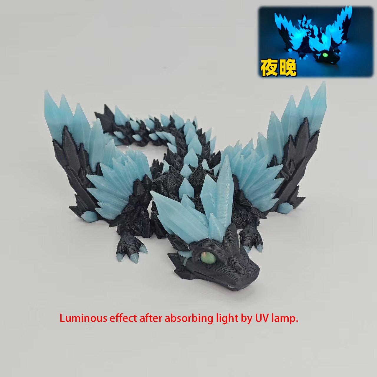 

Colourful Luminous Crystal Flying Dragon 3D Printed Toy Joints Movable Simulation Animal Gemstone Dragon Model Desktop Decor
