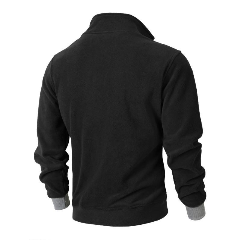 Solid Color New Slim European and American Personality Autumn and Winter Casual Stand Collar Zipper Long Sleeve Pullover for Men