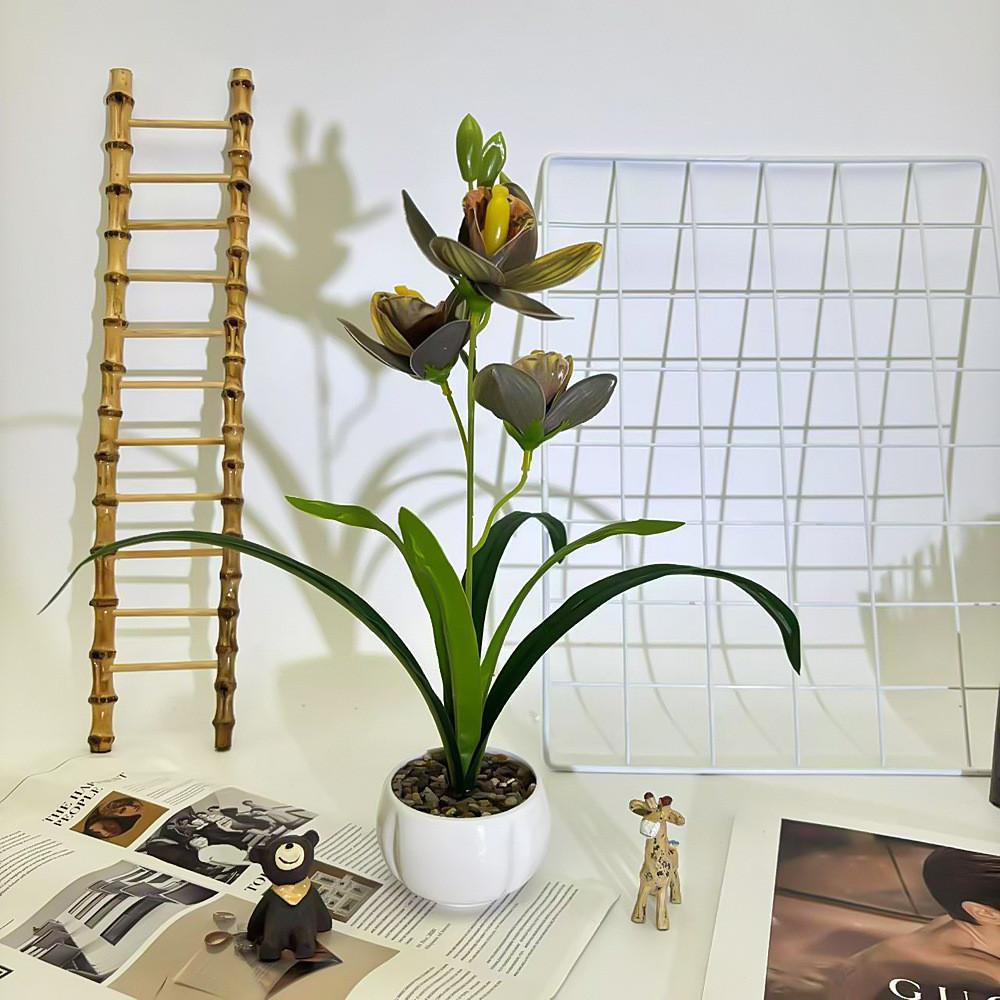 Faberi Cymbidium Rolfe Artificial Flowers For Outdoor Photography Decor Party