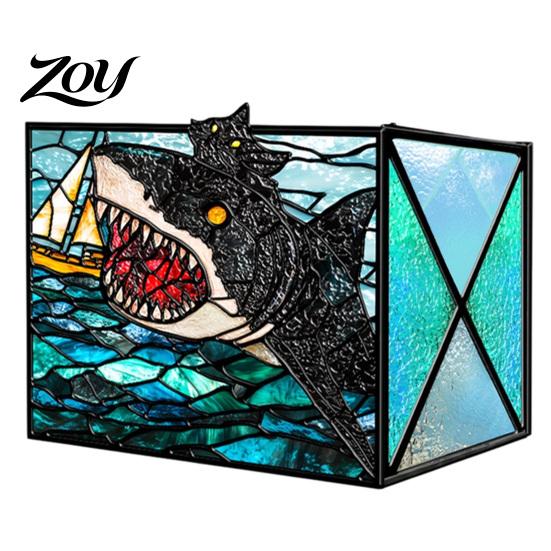 Acrylic Stationery Organizer Stained Glass Style Pen Holder, Unique Desktop Organizer, 3D Creative Gift for Students Embossed Relief Pattern