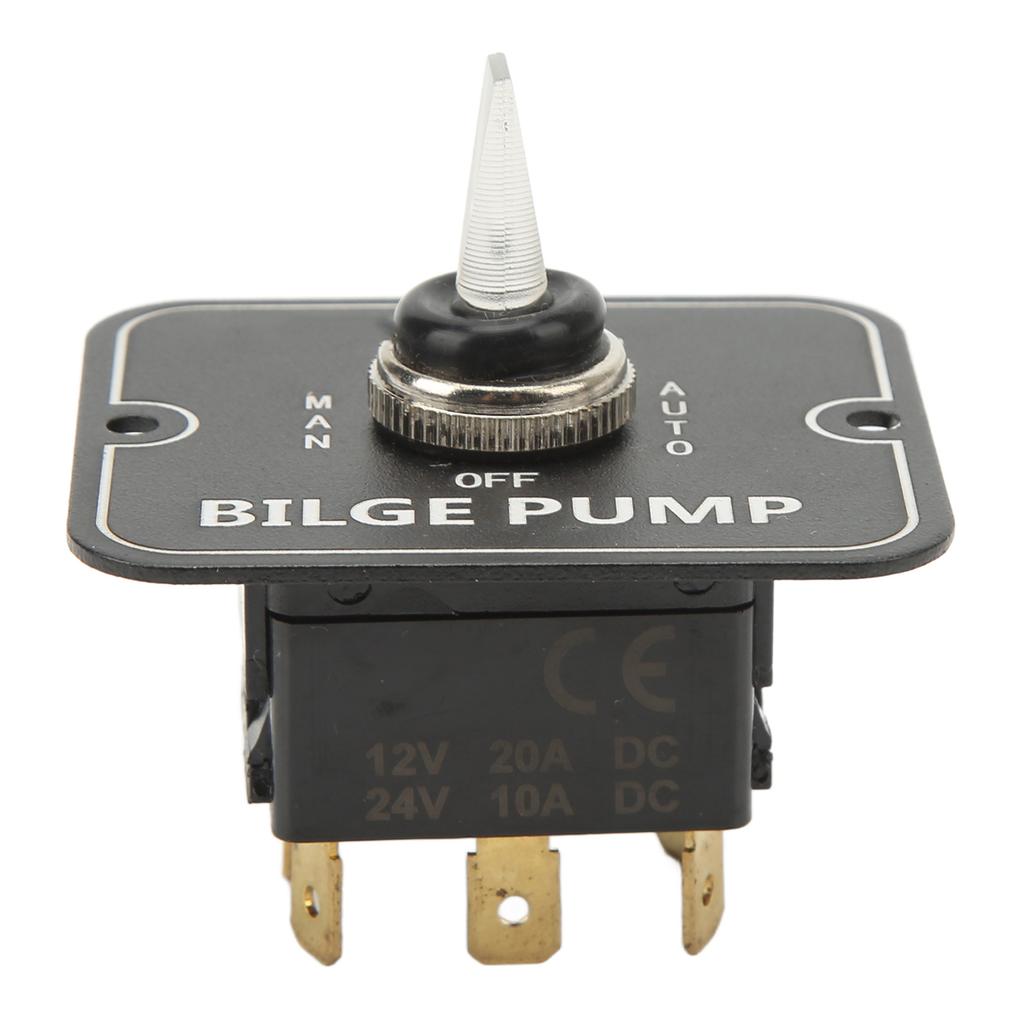 Bilge Pump Control Switch Aluminum Lighted Automatic Off Manual Panel Switch for Boat Marine 12 24V