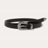 New Women's Thin Belt Black Dress Versatile Thin Belt Carved Western Buckle PU Women's Belt