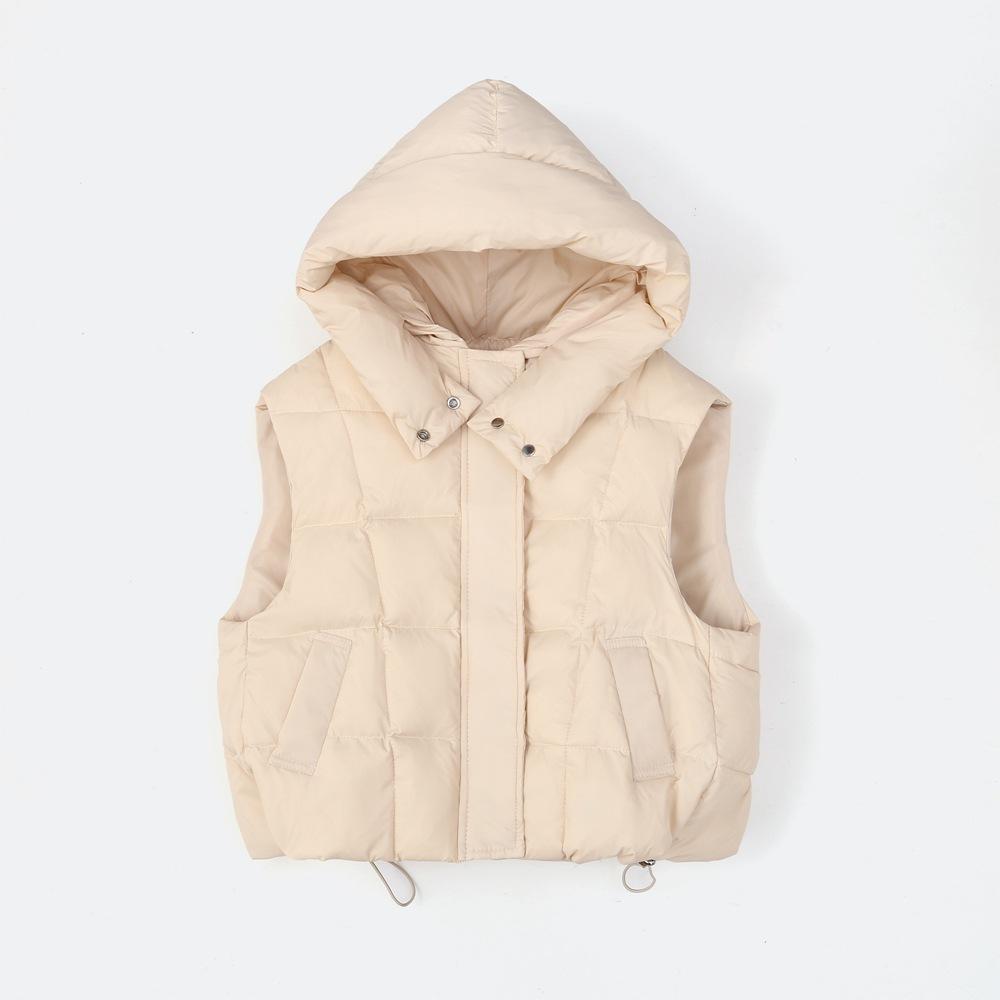 

Korean Style Children s Ins Vest Winter Girls Velvet Silk Feather Silk Clothes Solid Color Hooded Jacket Boys Stylish Hooded Outerwear 160cm бежевий