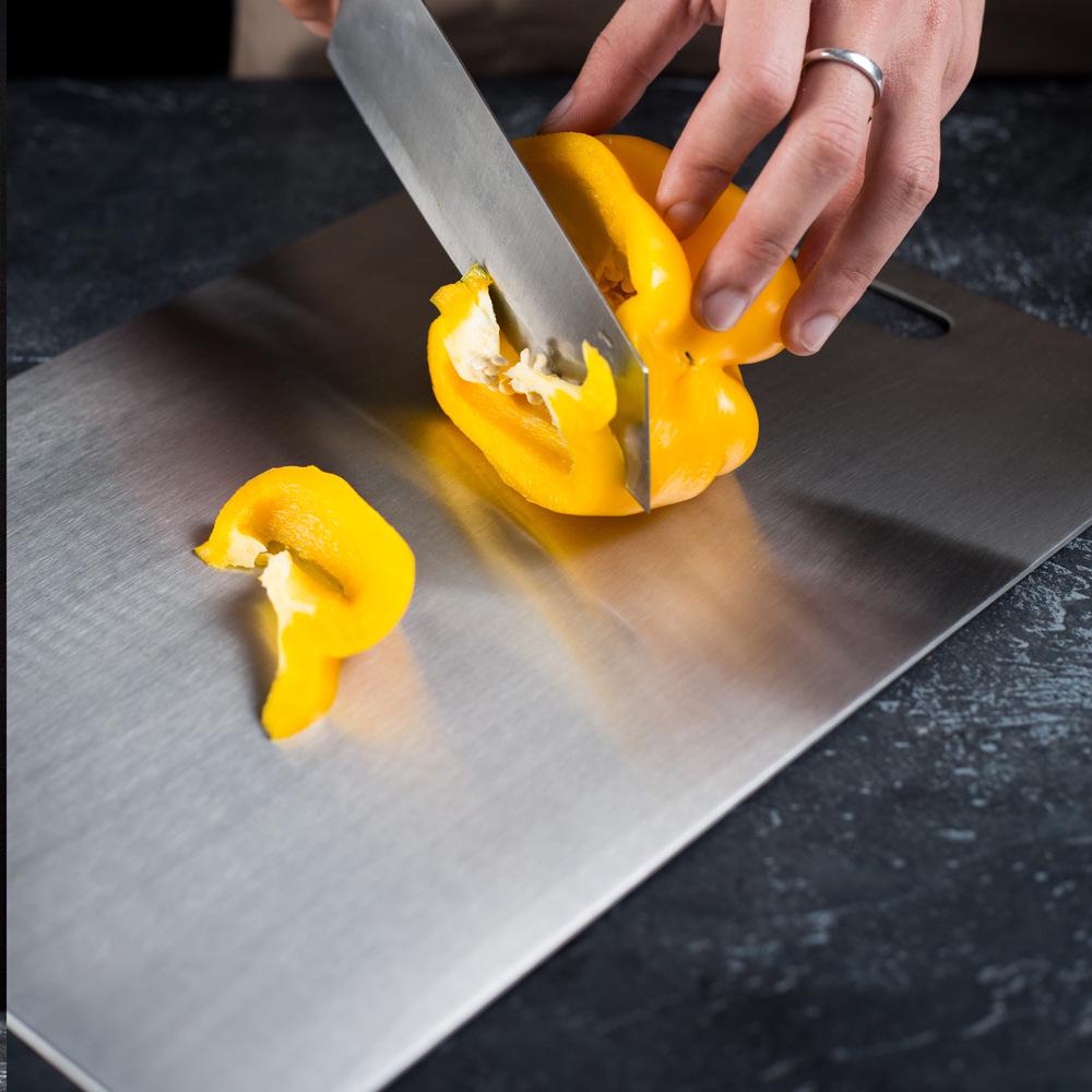 Planche à découper antibactérienne en titane et acier inoxydable - Résistante aux moisissures, planche à découper de cuisine de qualité médicale.