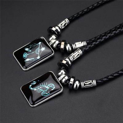 Harzschmuck, Halskette mit Horoskop-Astrologie-Charm-Anhänger, Halskette für Frauen und Männer, Design 12 Sternzeichen, Galaxie-Konstellation