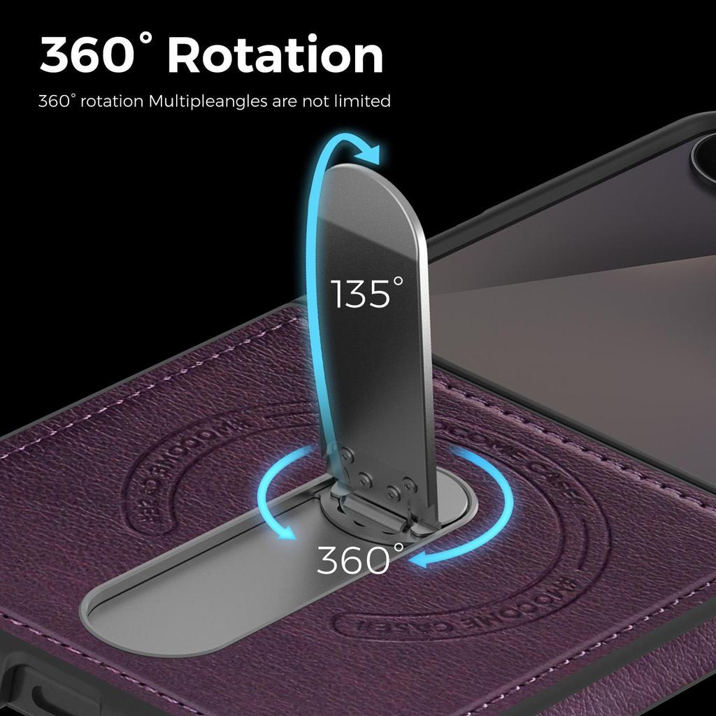 Samsung Z Flip 7/6/5/4/3 Kožené Magnetické 360° Otočné Stojánkové Pouzdro