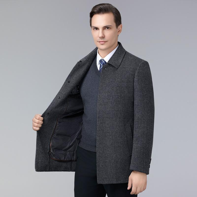 Double-sided woolen cashmere coat men's medium-length middle-aged dad wear business casual removable liner woolen woolen coat