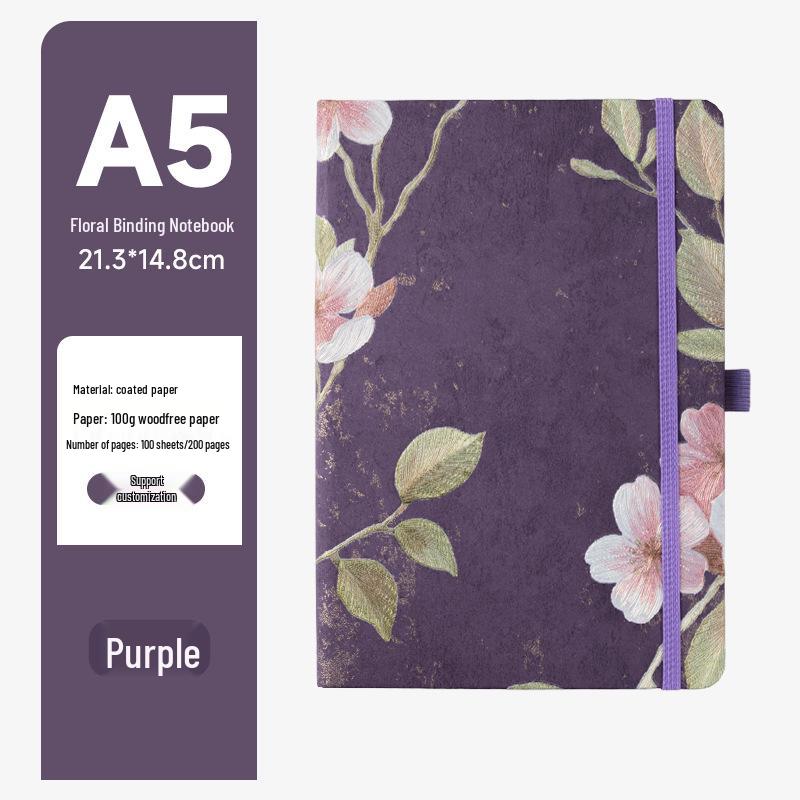 Floral Ribbon-Bound A5 Notebook: Logo Printing, Diary & High-Value Student Planner Available A5