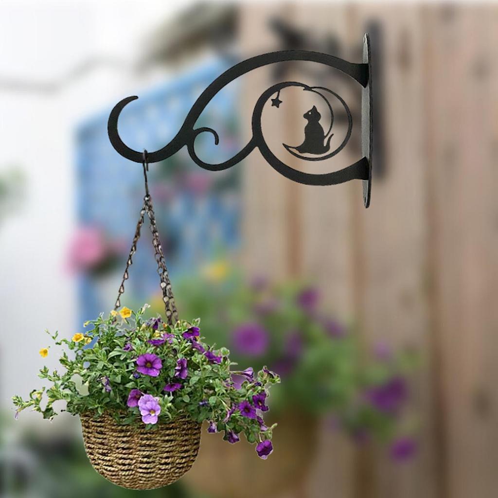 2pcs Metal Wall-Mounted Plant Hanger With Animal & Moon Design Iron Heavy Duty Vintage Wall Bird Feeder Hooks Porch Bracket