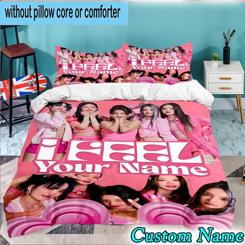 Custom Name 3PCS Kpop idle Colorful Dreams Bedding Set,Including Duvet Cover And 2pcs Pillowcases Perfect for Bedroom,Dormitory,Fan Christmas gift