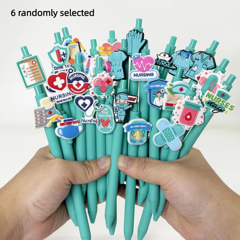 6/10 Stück Krankenakte Stifte Krankenschwester Arzt Schreibgelstifte Tag der Krankenschwester Geschenk Student Einziehbarer Kugelschreiber