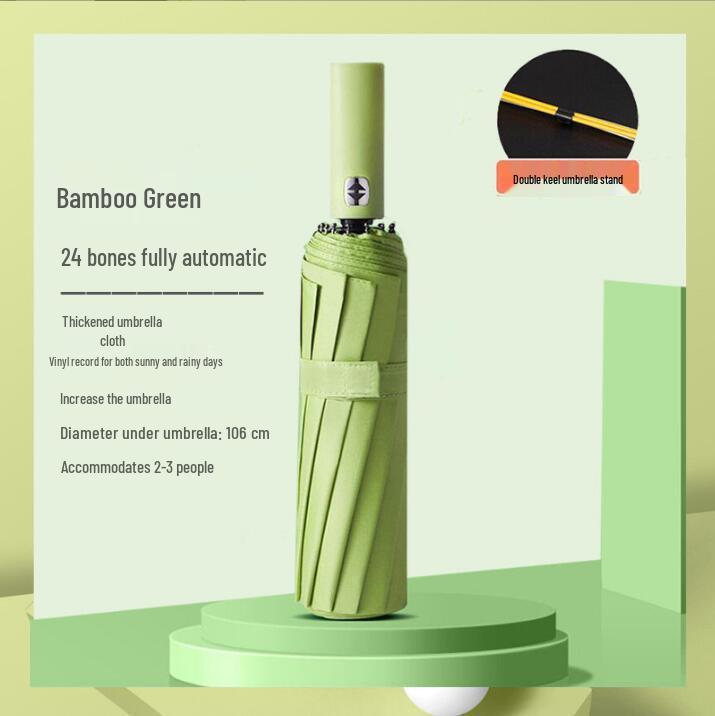 Ultra Durable UV Protection Auto Double-Fold Black Umbrella.