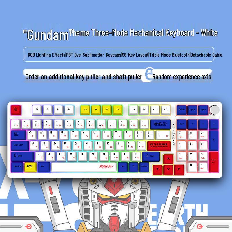 98-Key Wireless Bluetooth Three-Mode Mechanical Keyboard - Gaming, Esports, Office, PBT Transparent DIY Customization