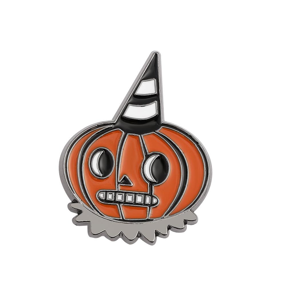 Halloween Brooch, Christmas Eve Horror, Wizard Hole Pumpkin Head Jack Personality Alloy Enamel Ornament Badge