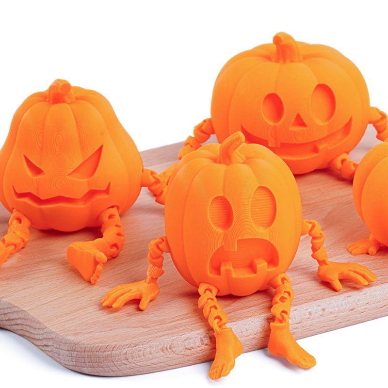 3D Printed Pumpkin Family Halloween Decoration Articulated 3D Printed Fidget Toy Movable Pumpkin Action Figure Desktop Ornaments