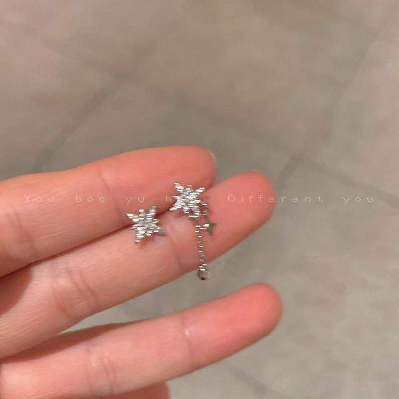 

Asymmetrical octagram fringed stud earrings women s niche design earrings Korean temperament earrings earrings